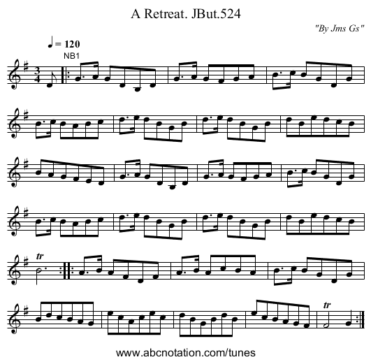 Retreat. JBut.524, A - staff notation