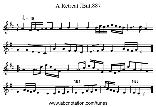 Retreat JBut.887, A - staff notation
