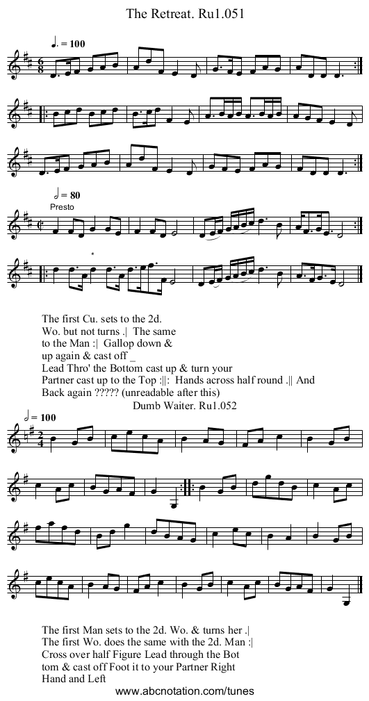 Retreat. Ru1.051, The - staff notation