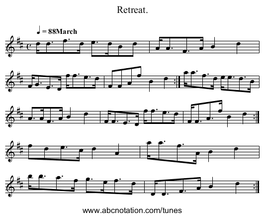 Retreat. - staff notation