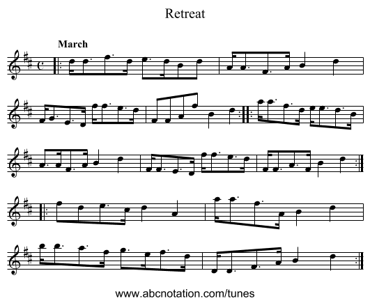 Retreat - staff notation