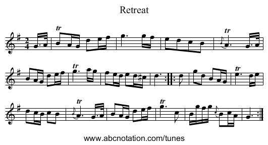 Retreat - staff notation