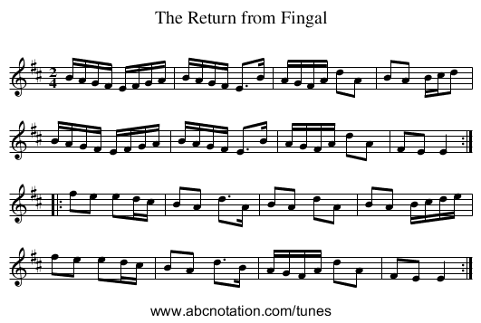 Return from Fingal, The - staff notation