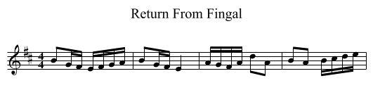 Return From Fingal - staff notation