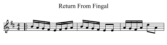 Return From Fingal - staff notation
