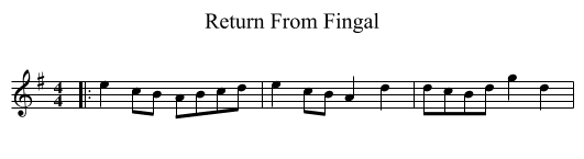 Return From Fingal - staff notation