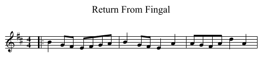 Return From Fingal - staff notation