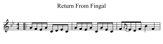 Return From Fingal - staff notation
