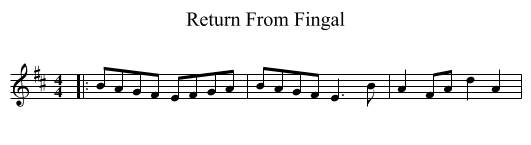 Return From Fingal - staff notation