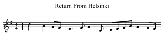 Return From Helsinki - staff notation