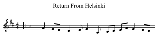 Return From Helsinki - staff notation