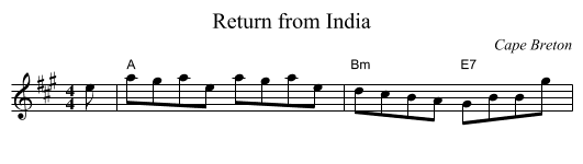 Return from India - staff notation