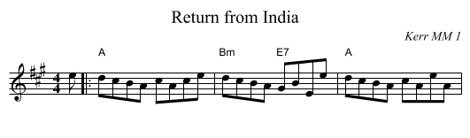 Return from India - staff notation