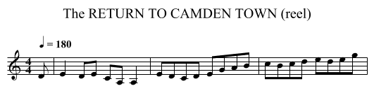 RETURN TO CAMDEN TOWN (reel), The - staff notation