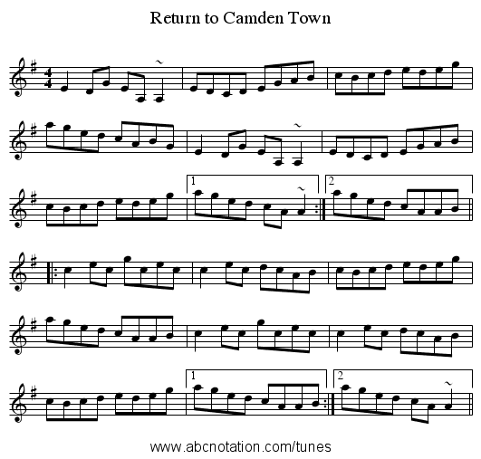 Return to Camden Town - staff notation