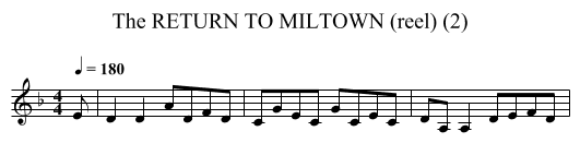 RETURN TO MILTOWN (reel) (2), The - staff notation