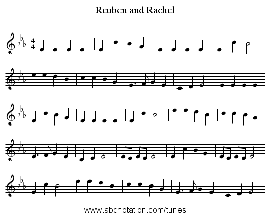Reuben and Rachel - staff notation