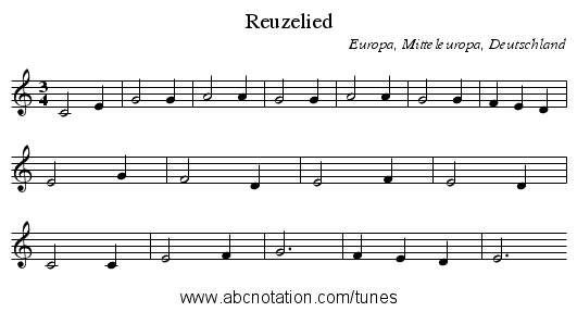 Reuzelied - staff notation