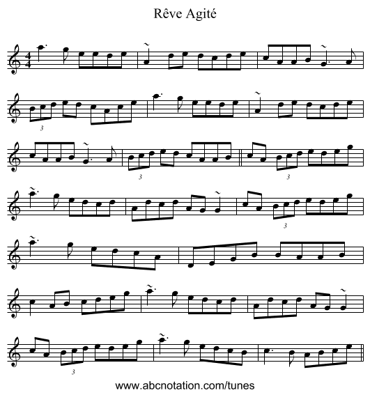 Rêve Agité - staff notation