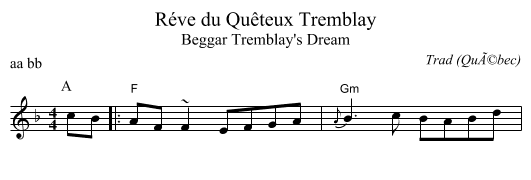 Réve du Quêteux Tremblay - staff notation