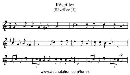 Réveillez - staff notation