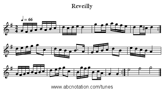 Reveilly - staff notation