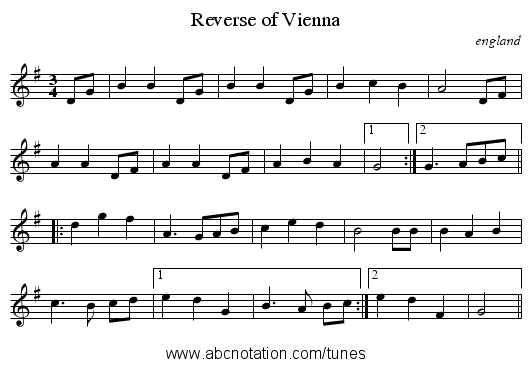 Reverse of Vienna - staff notation