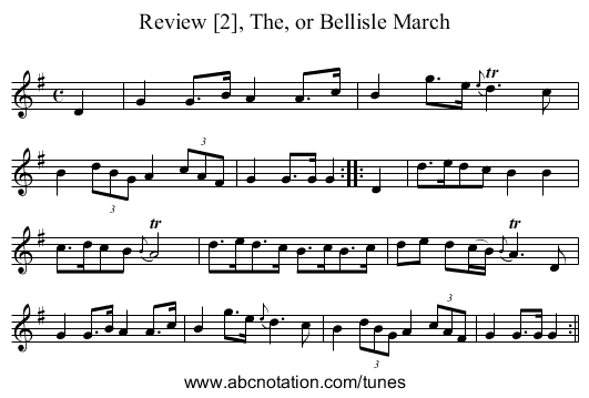 Review [2], The, or Bellisle March - staff notation
