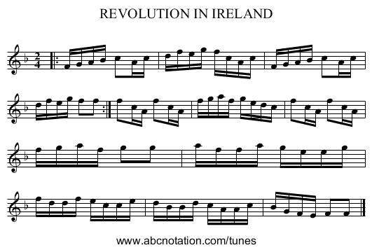 REVOLUTION IN IRELAND - staff notation
