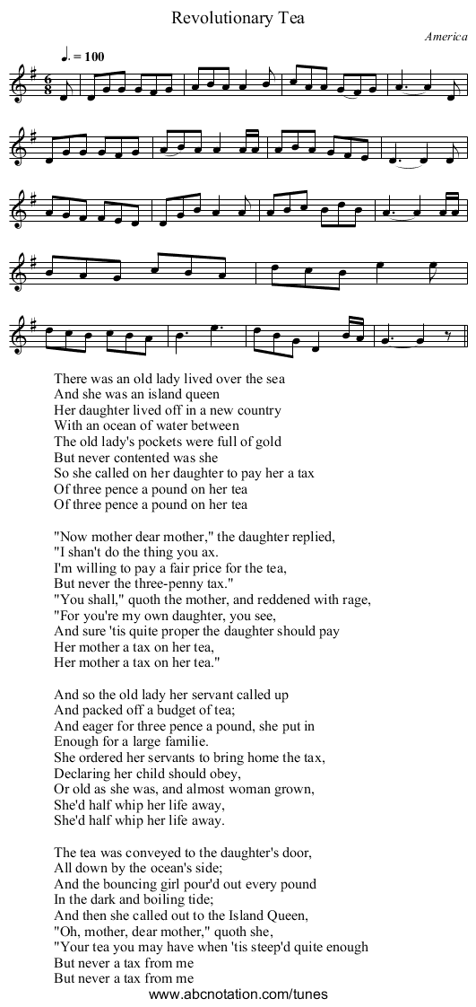 Revolutionary Tea - staff notation