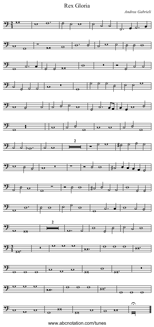 Rex Gloria - staff notation