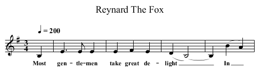 Reynard The Fox - staff notation