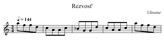 Rezvost' - staff notation