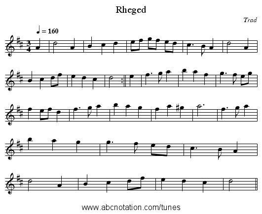 Rheged - staff notation