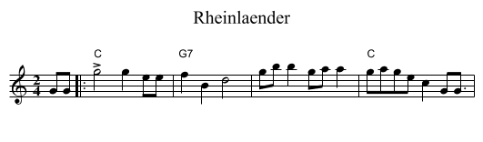 Rheinlaender - staff notation