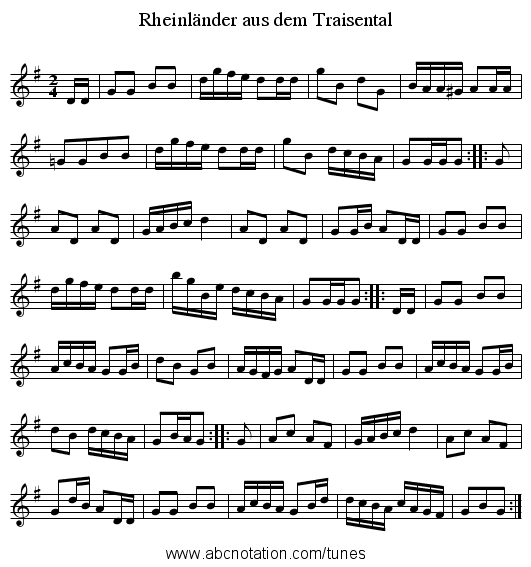 Rheinländer aus dem Traisental - staff notation