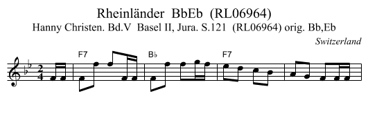 Rheinländer  BbEb  (RL06964) - staff notation