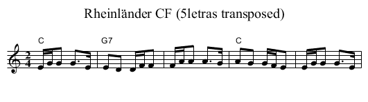 Rheinl&auml;nder CF (5letras transposed) - staff notation