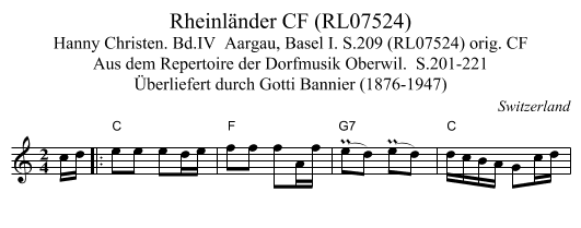 Rheinländer CF (RL07524) - staff notation