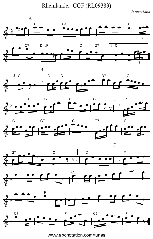 Rheinl&auml;nder  CGF (RL09383) - staff notation