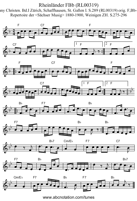 Rheinl&auml;nder FBb (RL00319) - staff notation