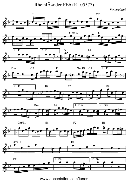 RheinlÃ¤nder FBb (RL05577) - staff notation