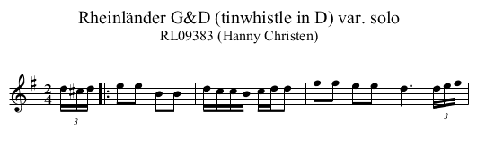 Rheinl&auml;nder G&D (tinwhistle in D) var. solo - staff notation