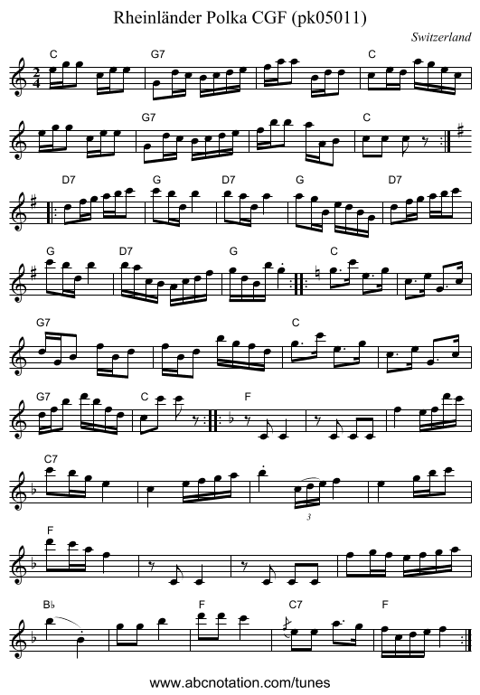 Rheinl&auml;nder Polka CGF (pk05011) - staff notation