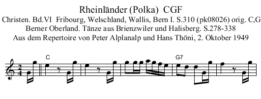 Rheinl&auml;nder (Polka)  CGF - staff notation