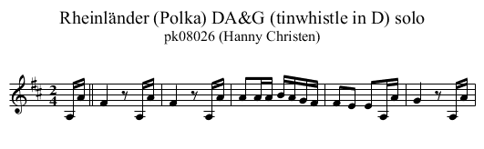 Rheinl&auml;nder (Polka) DA&G (tinwhistle in D) solo - staff notation