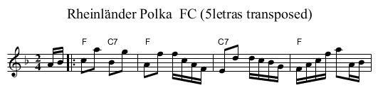 Rheinl&auml;nder Polka  FC (5letras transposed) - staff notation