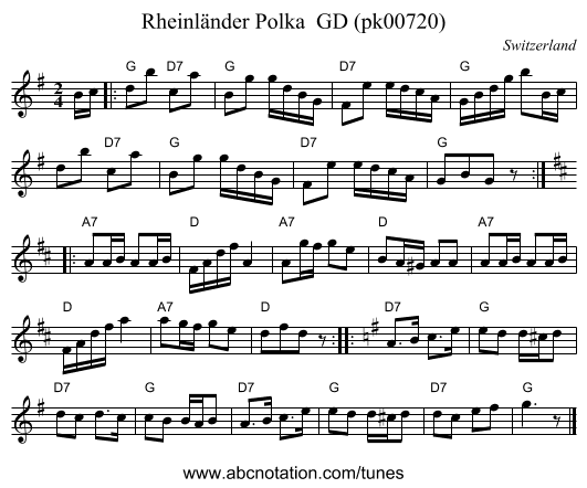 Rheinländer Polka  GD (pk00720) - staff notation