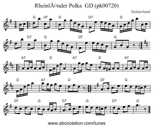 RheinlÃ¤nder Polka  GD (pk00720) - staff notation