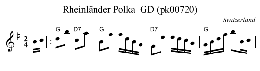 Rheinländer Polka  GD (pk00720) - staff notation